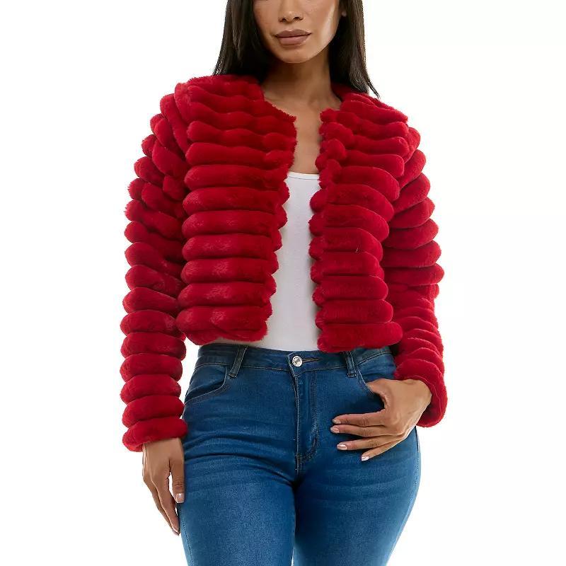 Womens Nina Leonard Long Sleeve Faux Fur Bolero Product Image