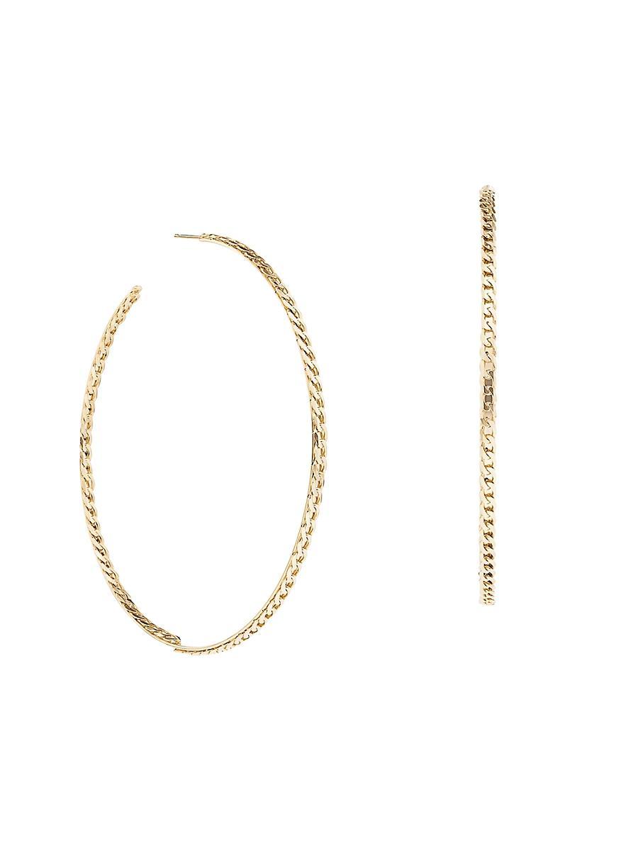 Womens 14K Yellow Gold Nude Curb Chain Hoops Product Image