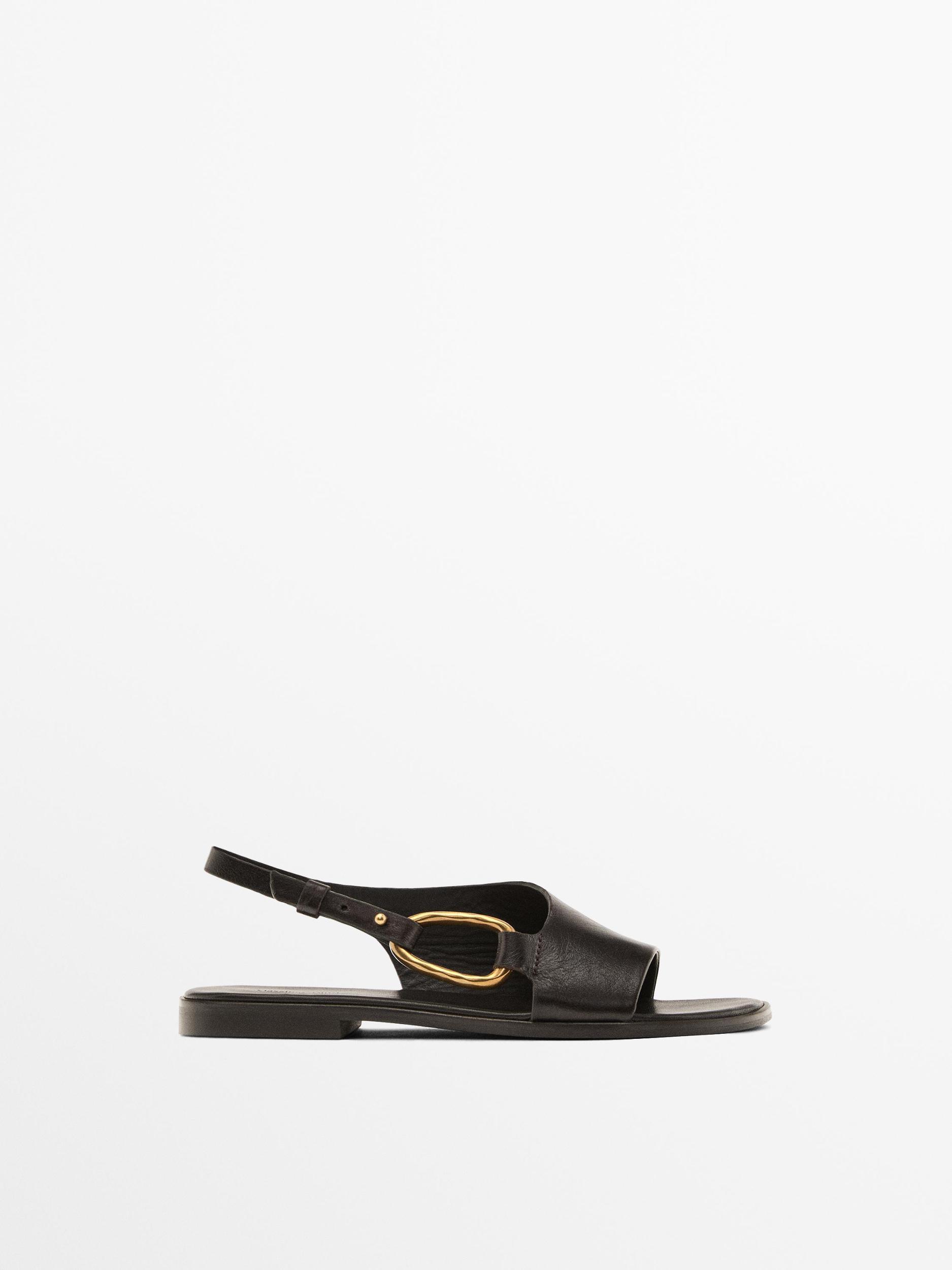 Leather sandals with ring detail Product Image