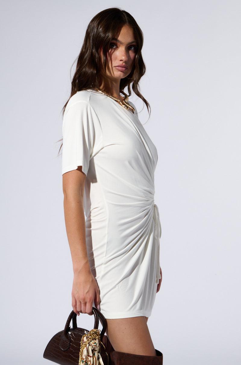 KIRBY RUCHED TSHIRT MINI DRESS WITH CUTOUT Product Image