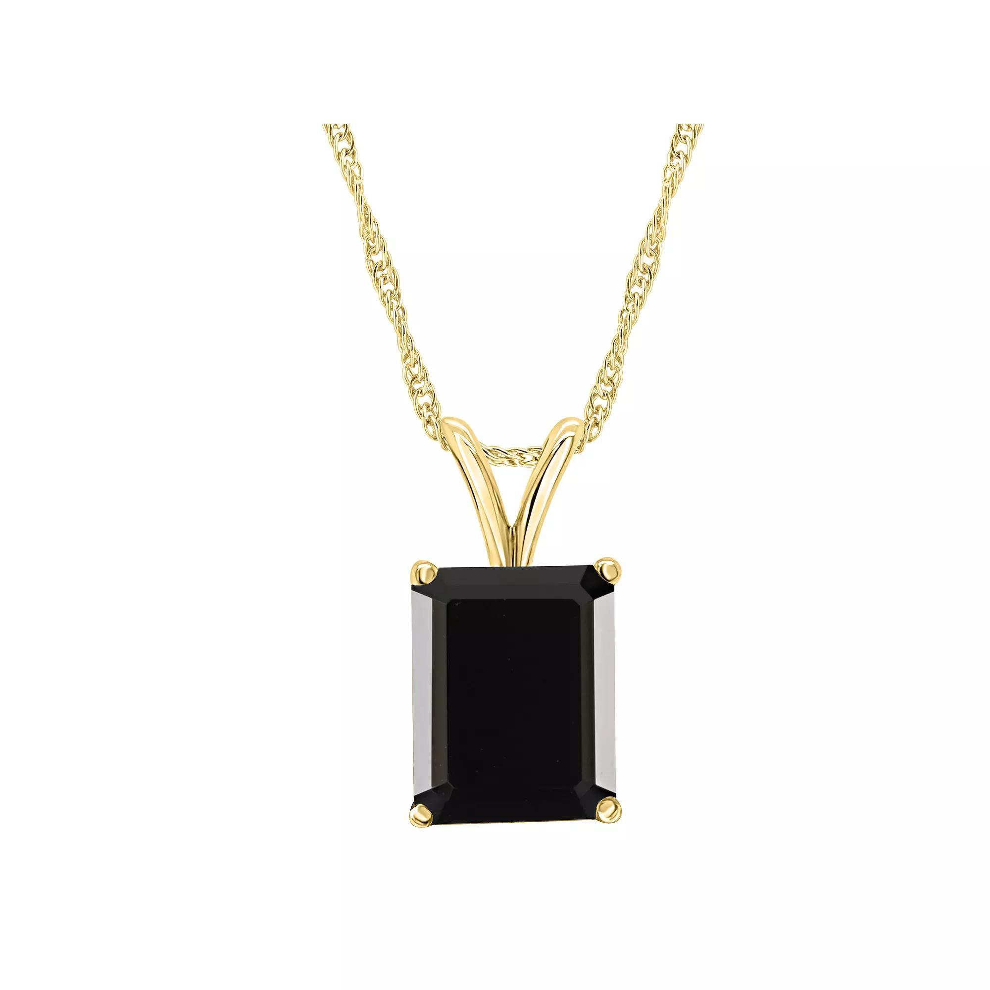 Alyson Layne 14k Gold Emerald Cut Black Onyx Pendant Necklace, Women's, Size: 18" Product Image