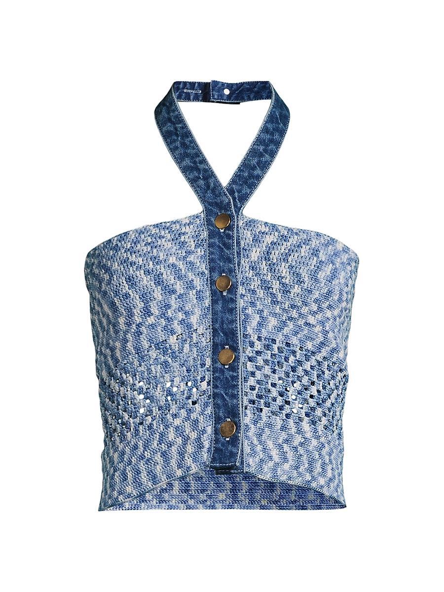 Womens Muse Crochet Halterneck Crop Top Product Image