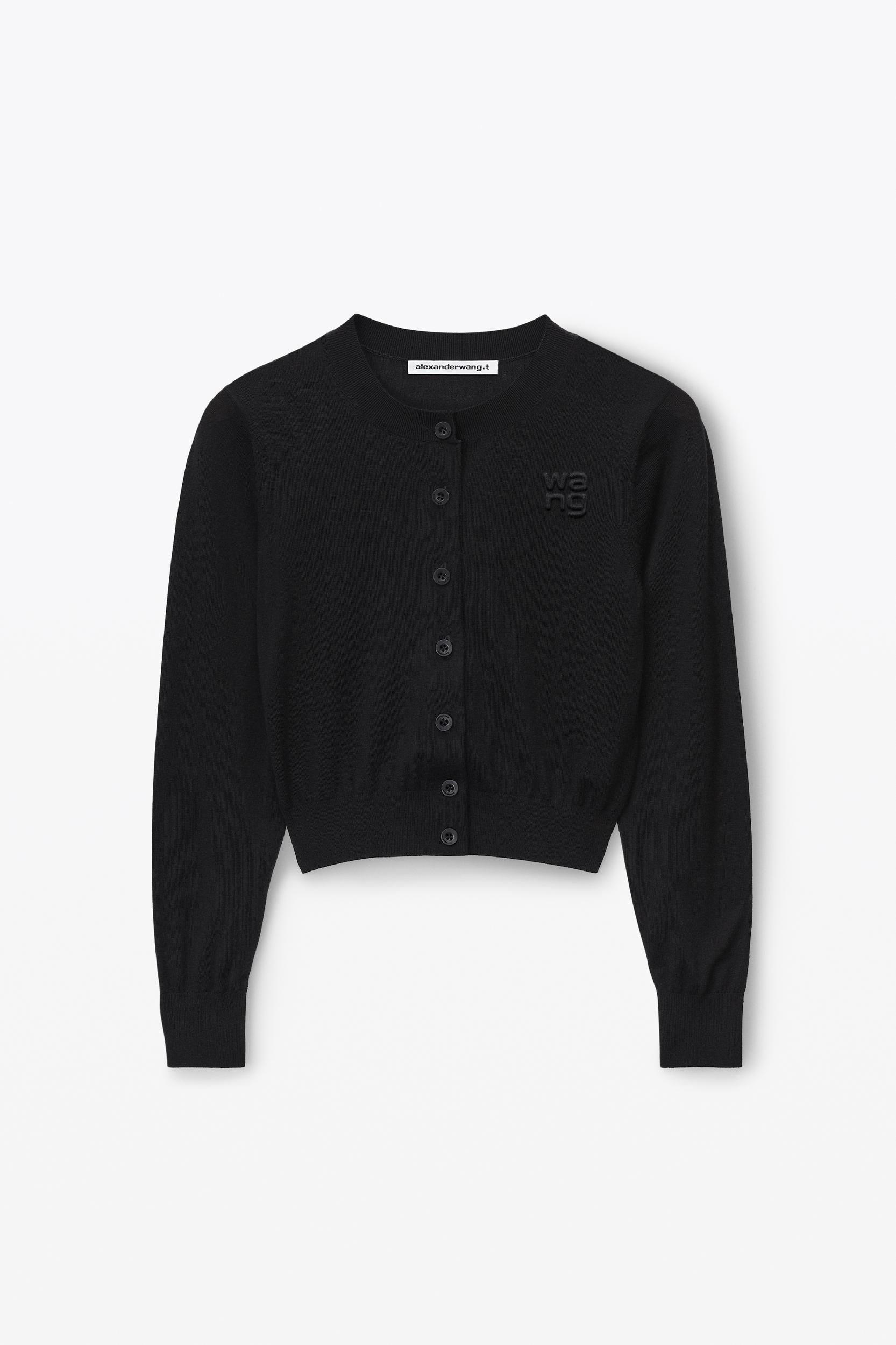 Logo Cropped Cardi In Superfine Merino Product Image