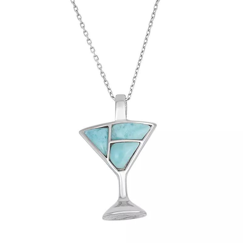 Larimar Sterling Silver Martini Glass Pendant Necklace, Women's, Size: 18", Blue Product Image