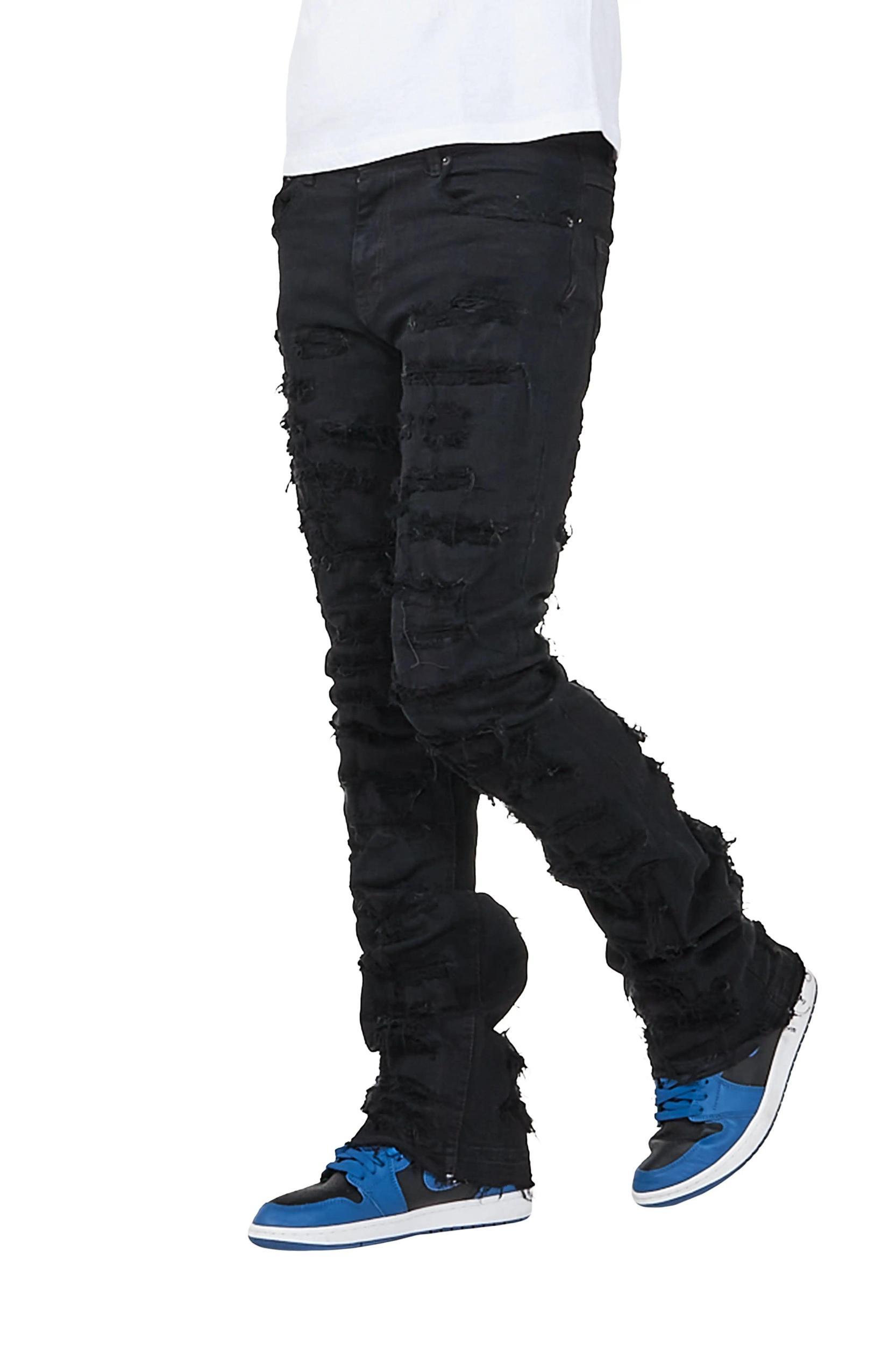 Malyk Jet Black Stacked Flare Jean Male Product Image
