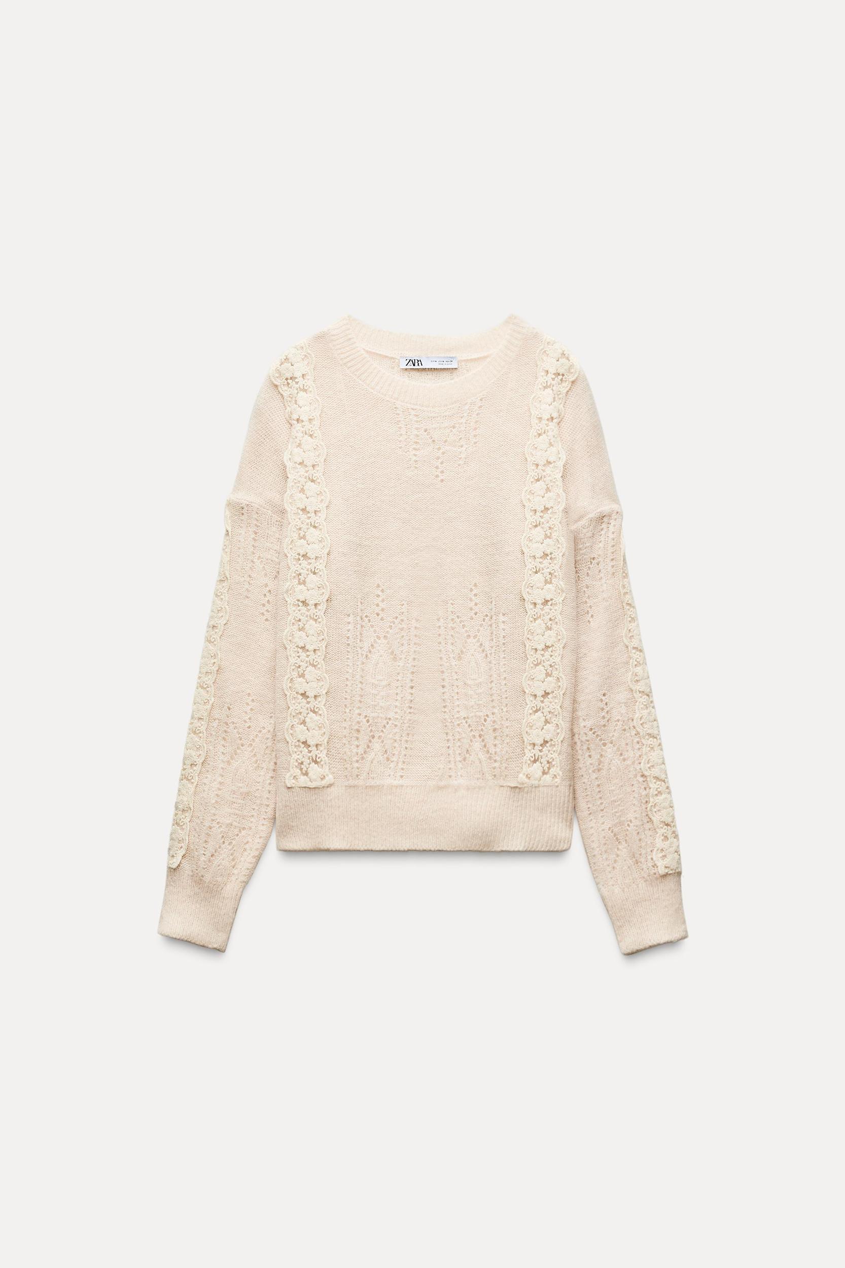 COMBINATION KNIT LACE SWEATER Product Image