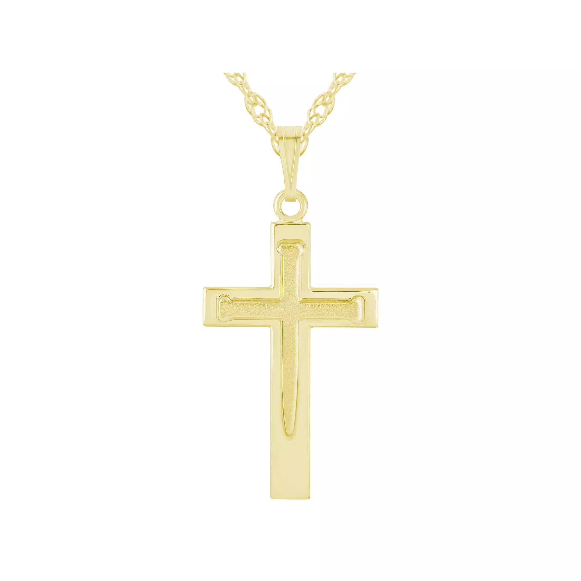 14k Gold Over Silver Cross Pendant Necklace, Women's, Size: 18", Gold Tone Product Image