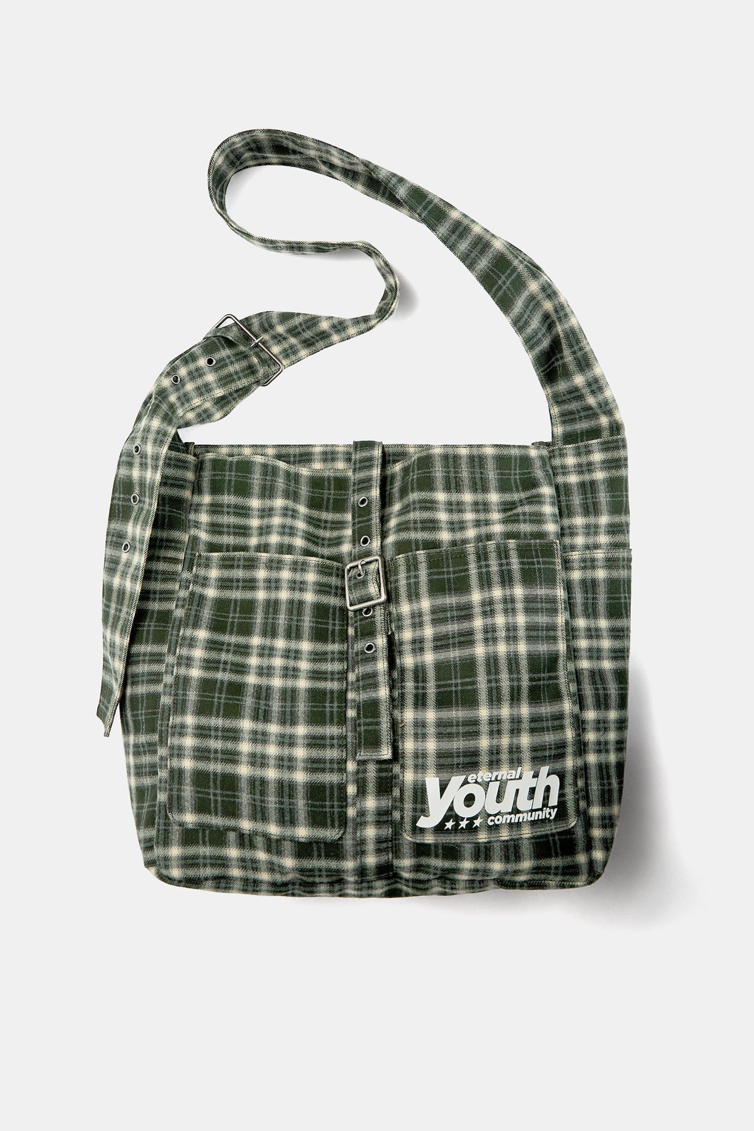 Check crossbody bag with buckle Product Image