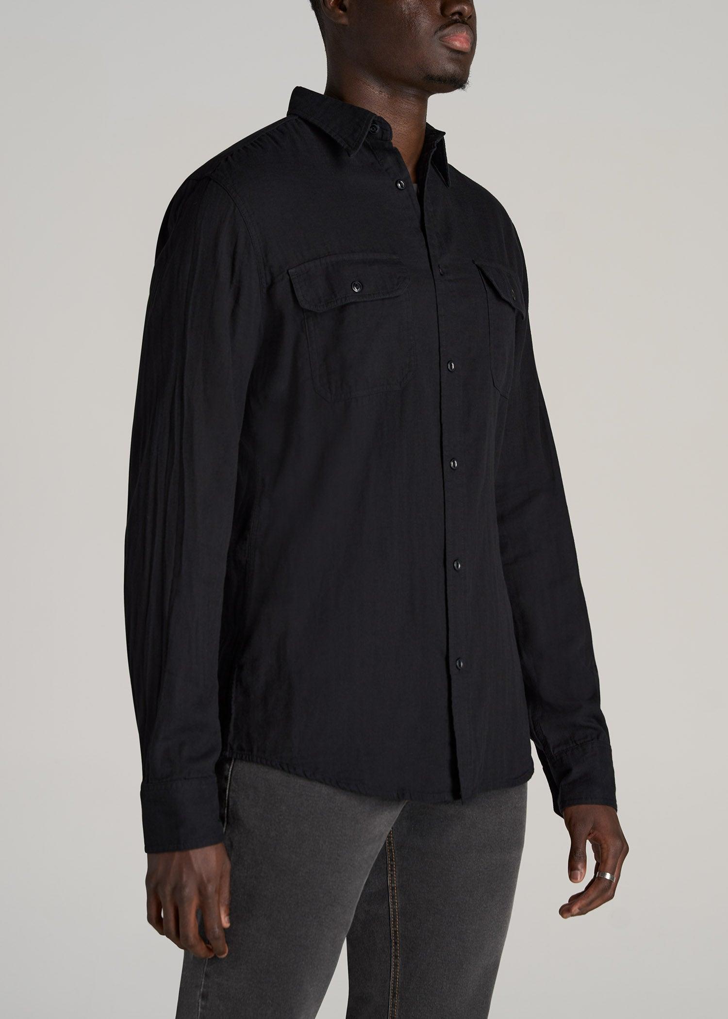 LJ&S Double Weave Shirt for Tall Men in Vintage Black Product Image