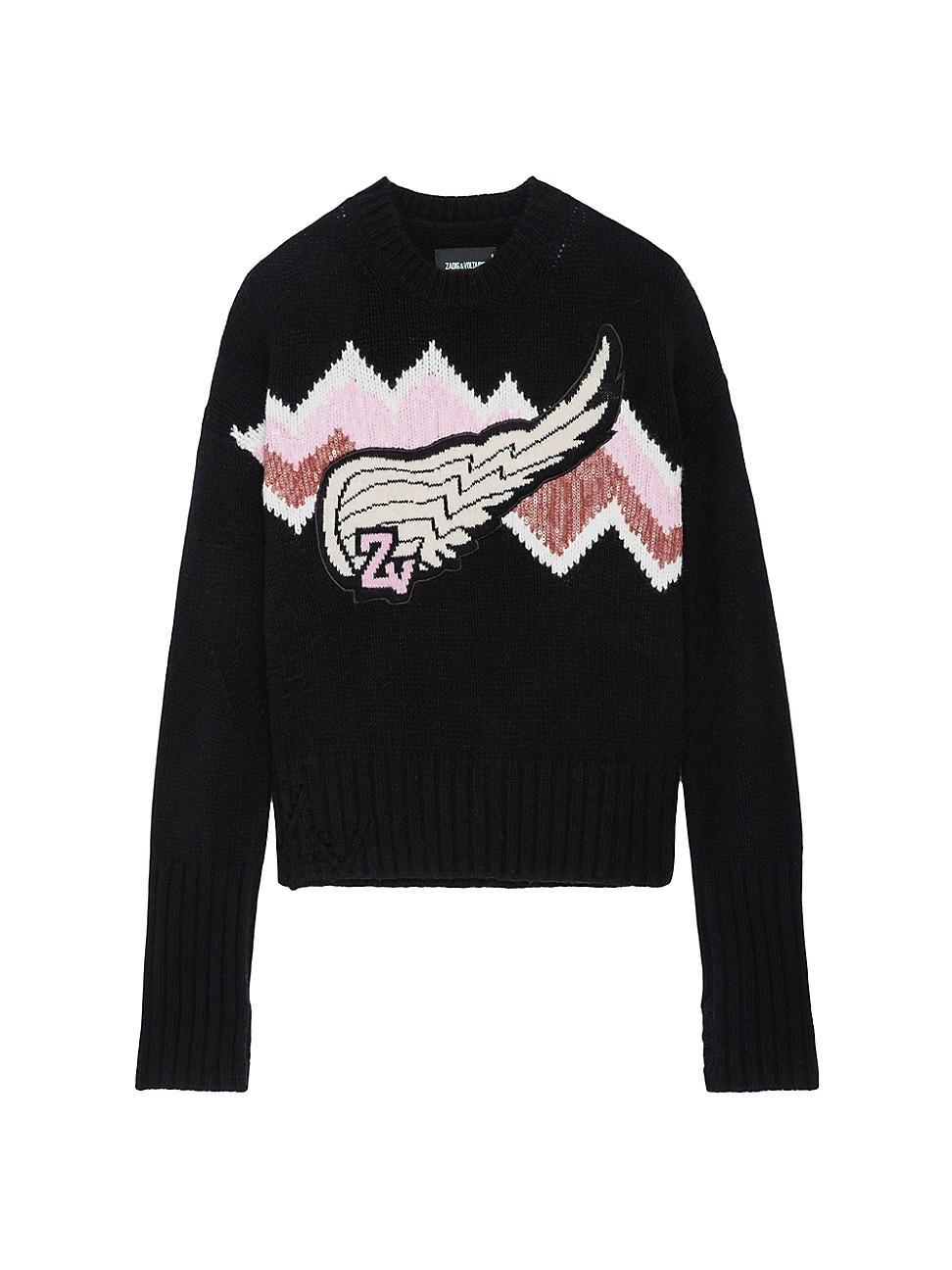 Womens Bleez Cashmere & Wool-Blend Intarsia Sweater Product Image