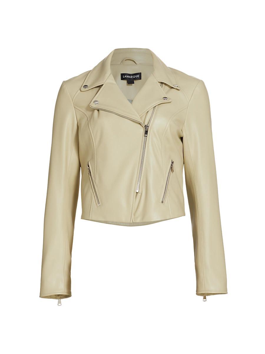 Womens Monica Vegan Leather Biker Jacket Product Image