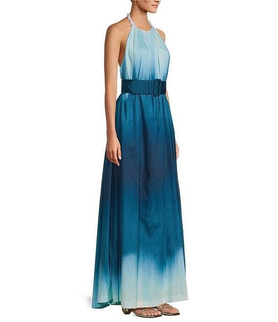 Antonio Melani x M.G. Style MG Ombre Halter Neck Sleeveless Belted Maxi Dress Product Image