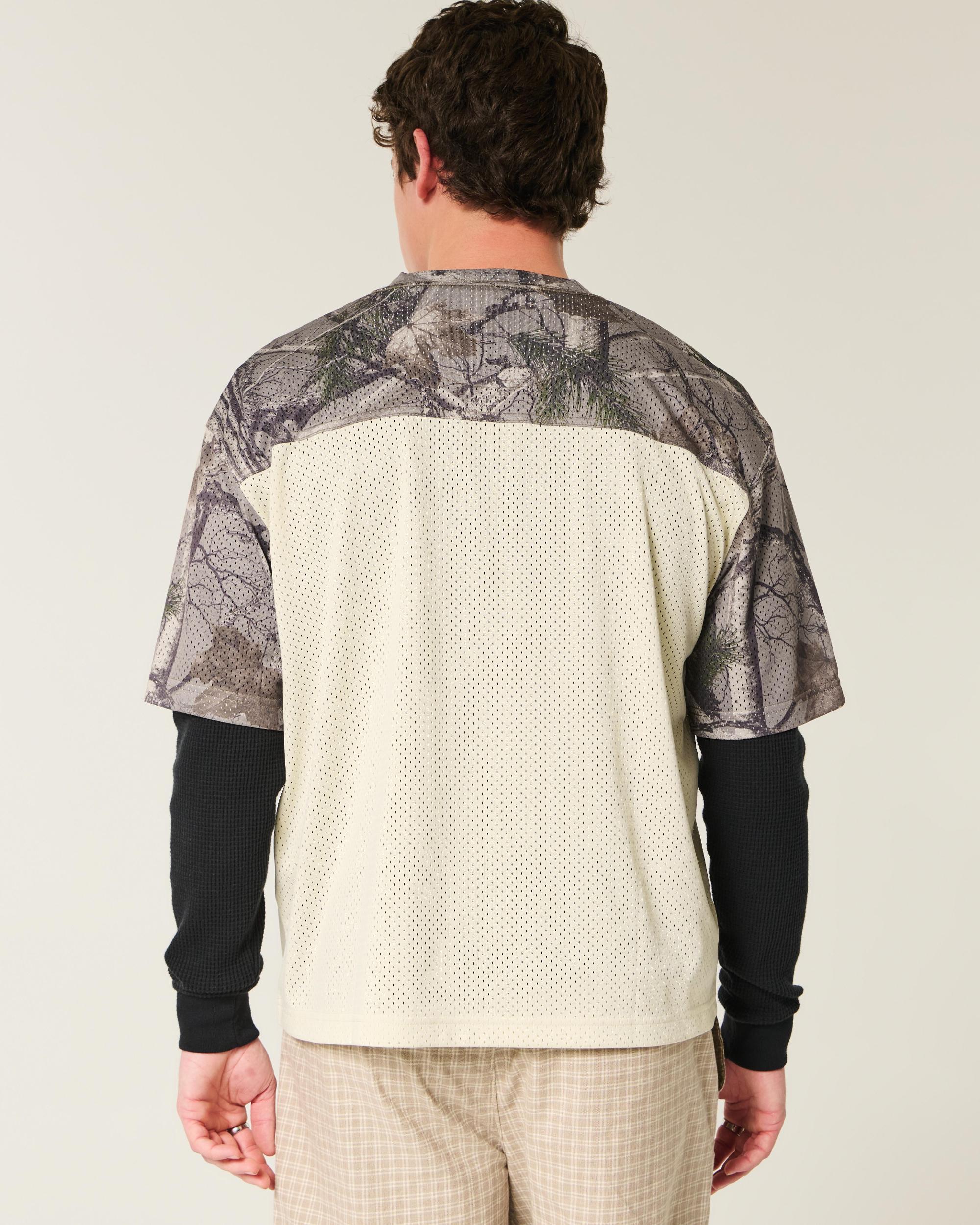 Boxy Crop Mesh Graphic Football Jersey Product Image