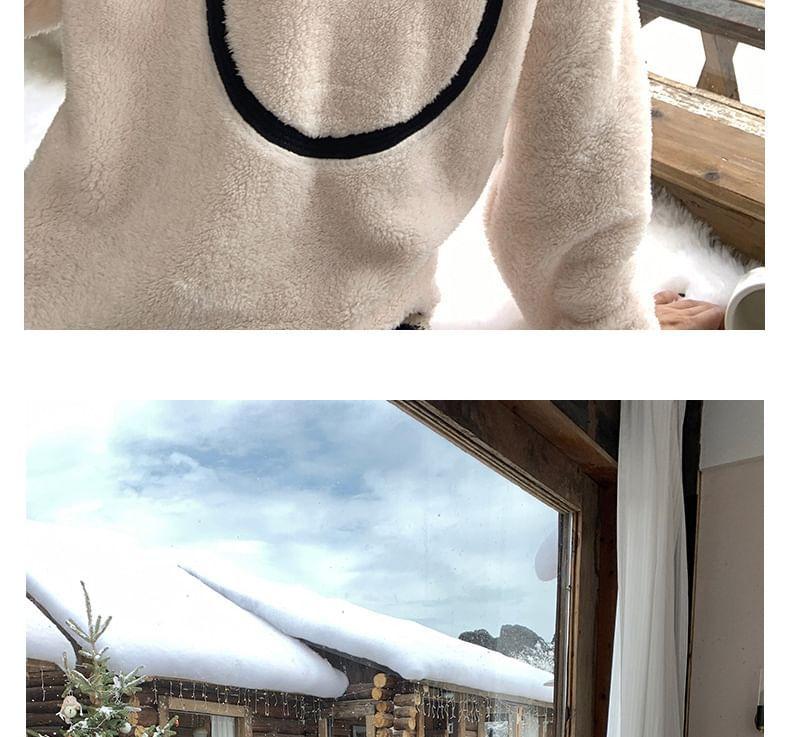 Pajama Set: Smiley Face Sweatshirt + Striped Pants Product Image