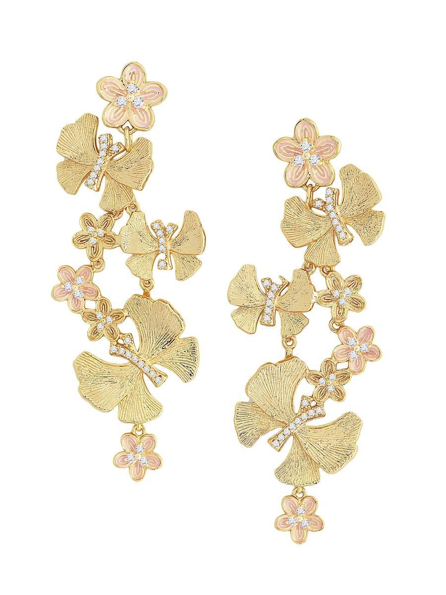 Cubic Zirconia Butterfly and Flower Statement Earrings Product Image