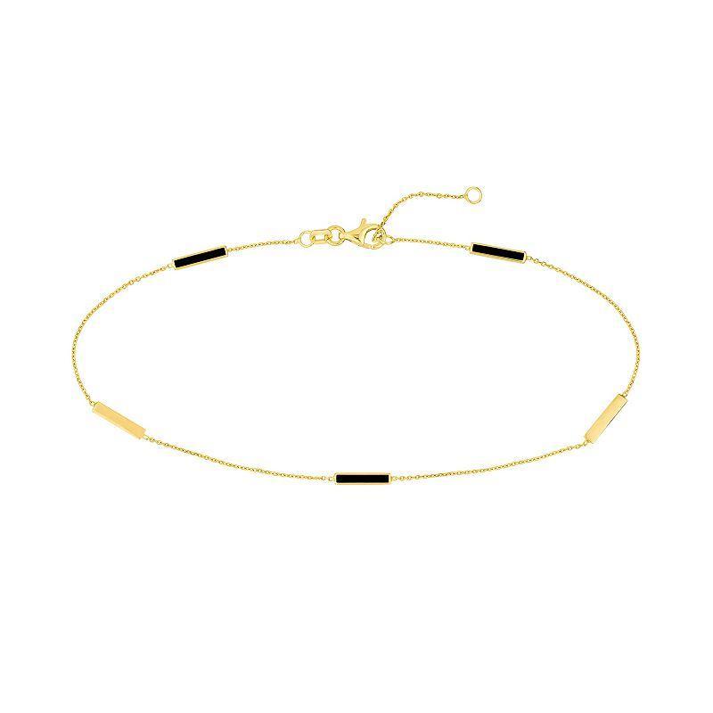 Color Romance 14k Gold & Enamel Bar Alternating Station Anklet, Womens White Product Image