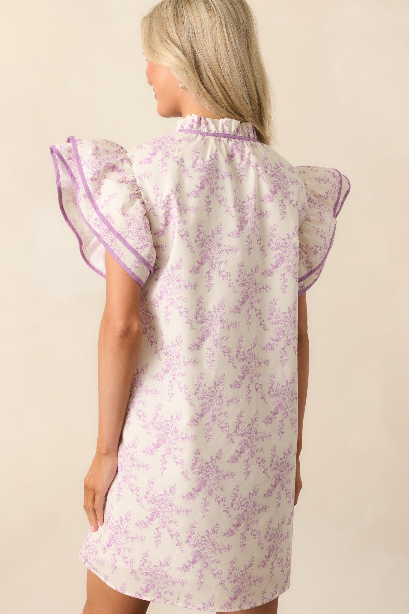 Perfect Timing Cotton Lavender Toile Mini Dress Product Image