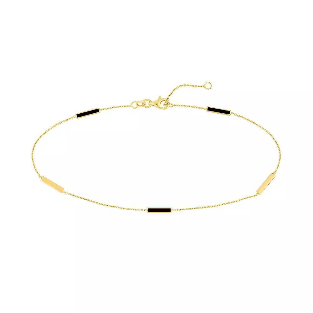 Color Romance 14k Gold & Enamel Bar Alternating Station Anklet, Womens White Product Image