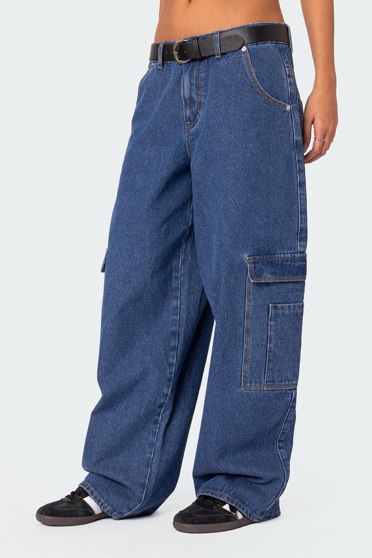 Super Oversized Belted Boyfriend Jeans Product Image