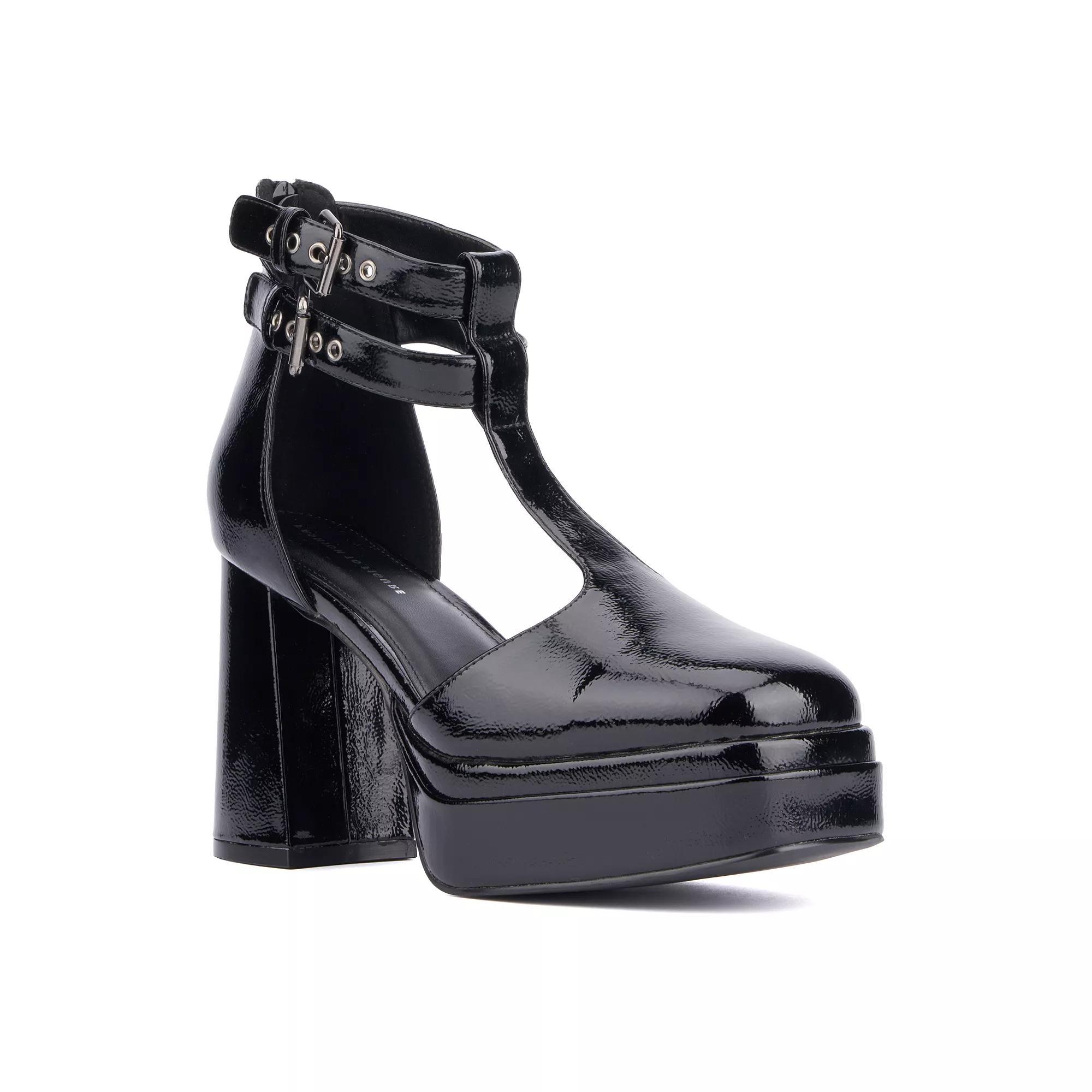 Women's Fashion to Figure Maria Platform Wide-Width Heels, Size: 9, Black Patent Product Image