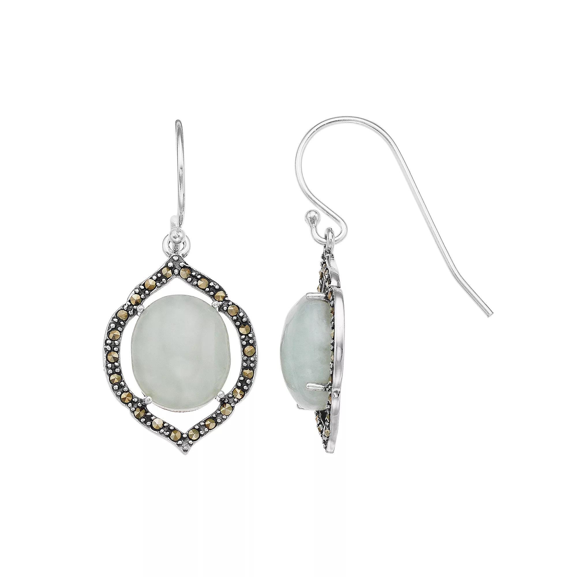 Tori Hill Marcasite & Jade Moroccan Drop Earrings, Women's, Silvertone Product Image