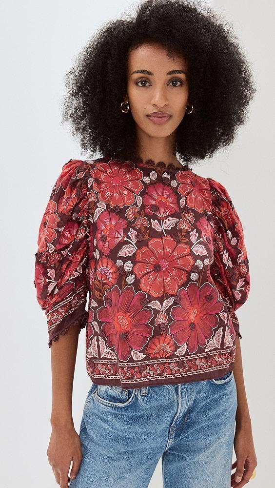 FARM Rio Gigi Tapestry Brown Blouse | Shopbop Product Image