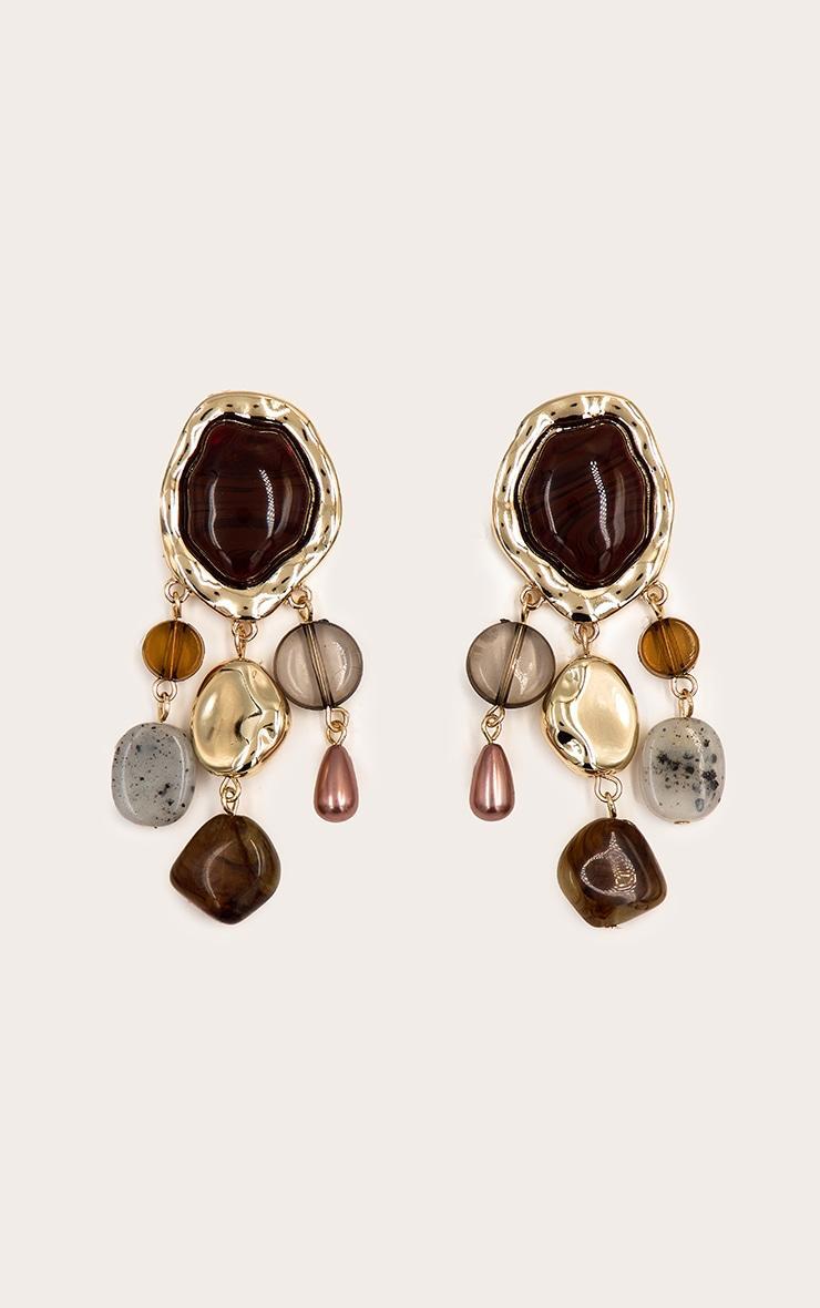 Gold Multi Drape Pendant Statement Earrings Product Image