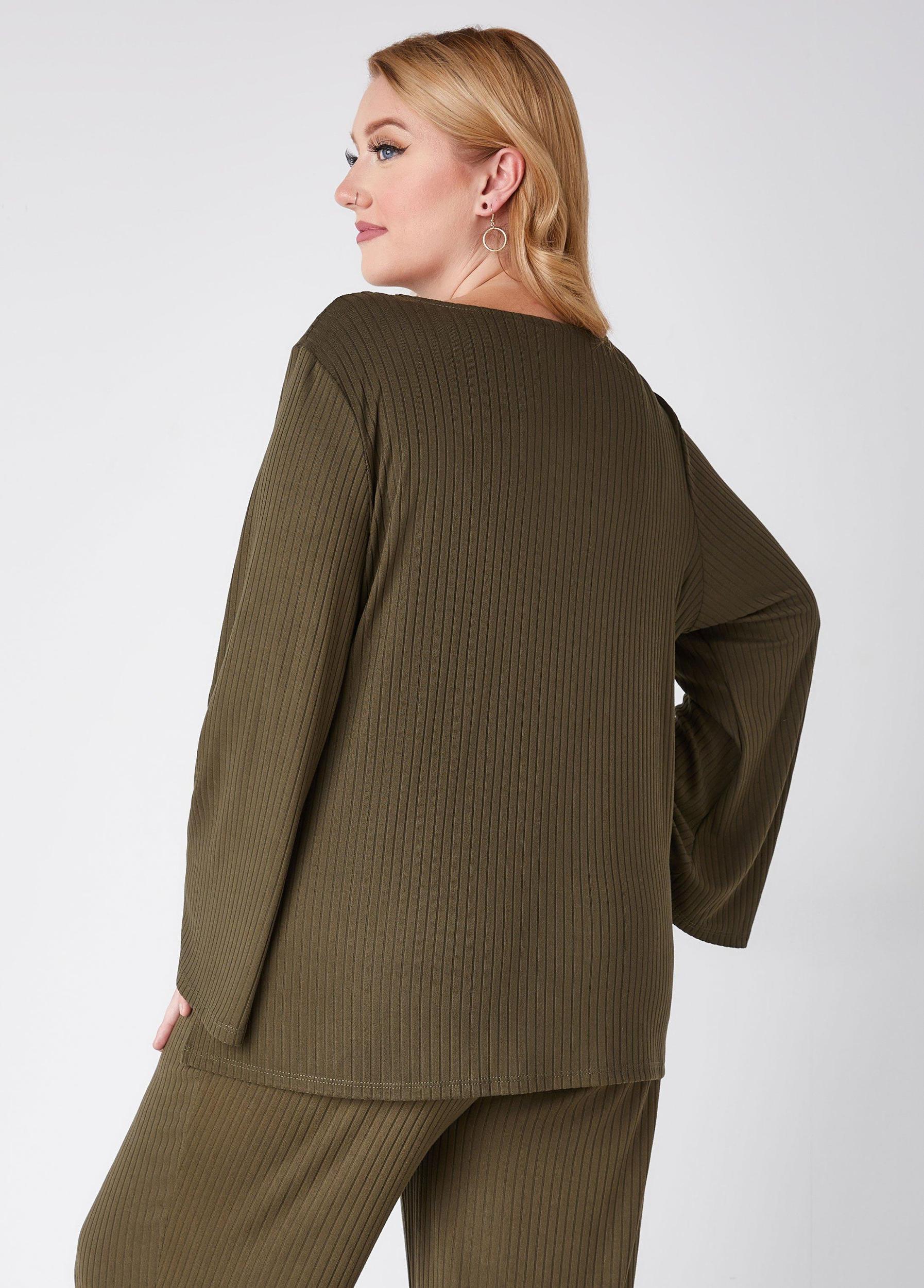Plus Size Ribbed V Neck Lounge Tunic Ashley Stewart Product Image