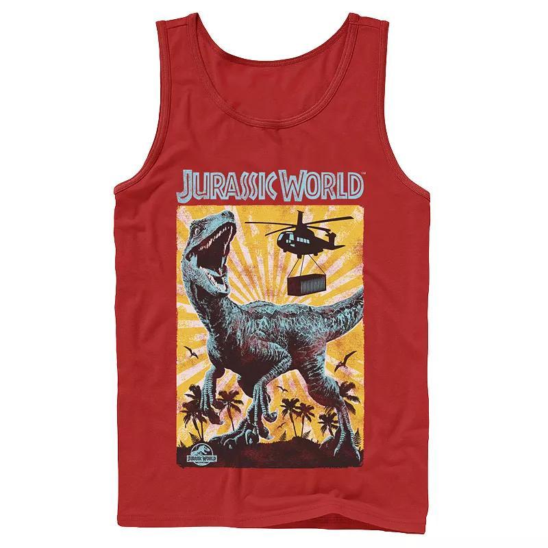 Men's Jurassic World T-Rex Color Pop Retro Poster Tank Top, Size: XL, Grey Product Image