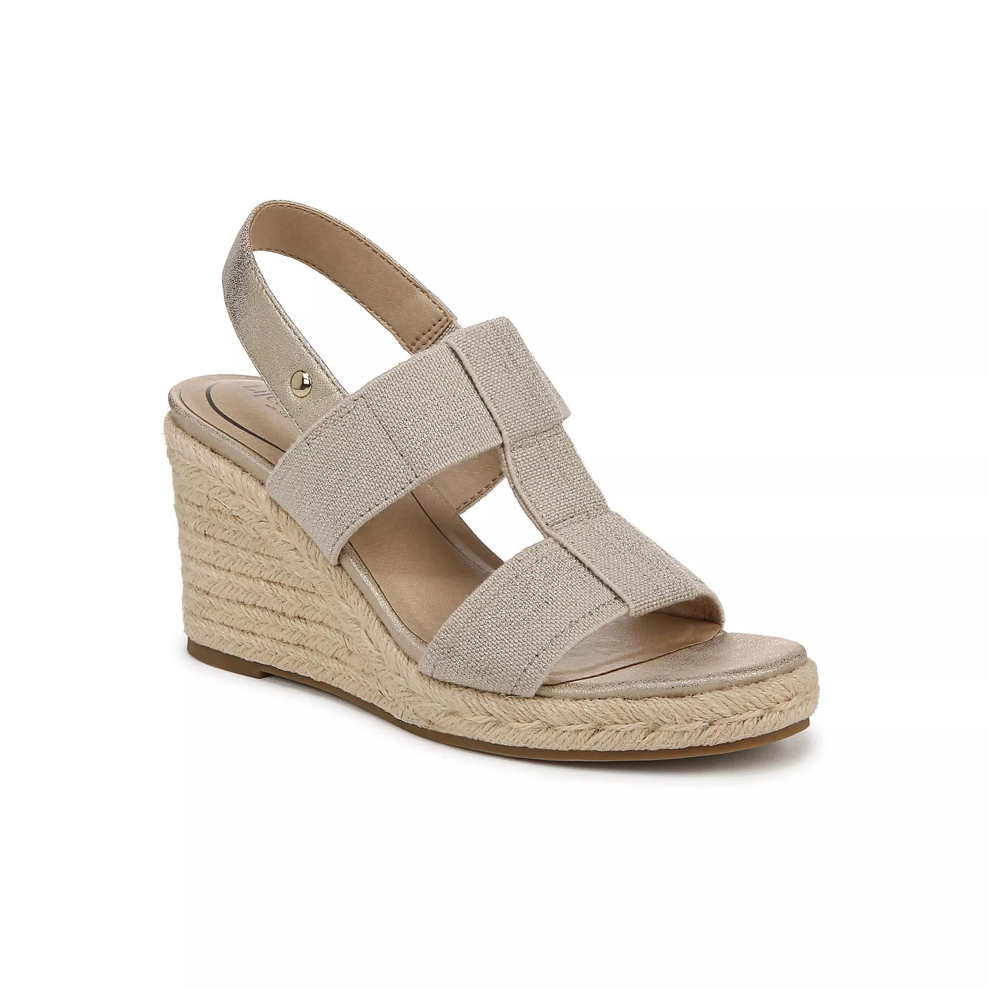 LifeStride Tallulah Women's Espadrille Wedge Sandals, Size: 7.5 Wide, Gold Faux Leather Product Image
