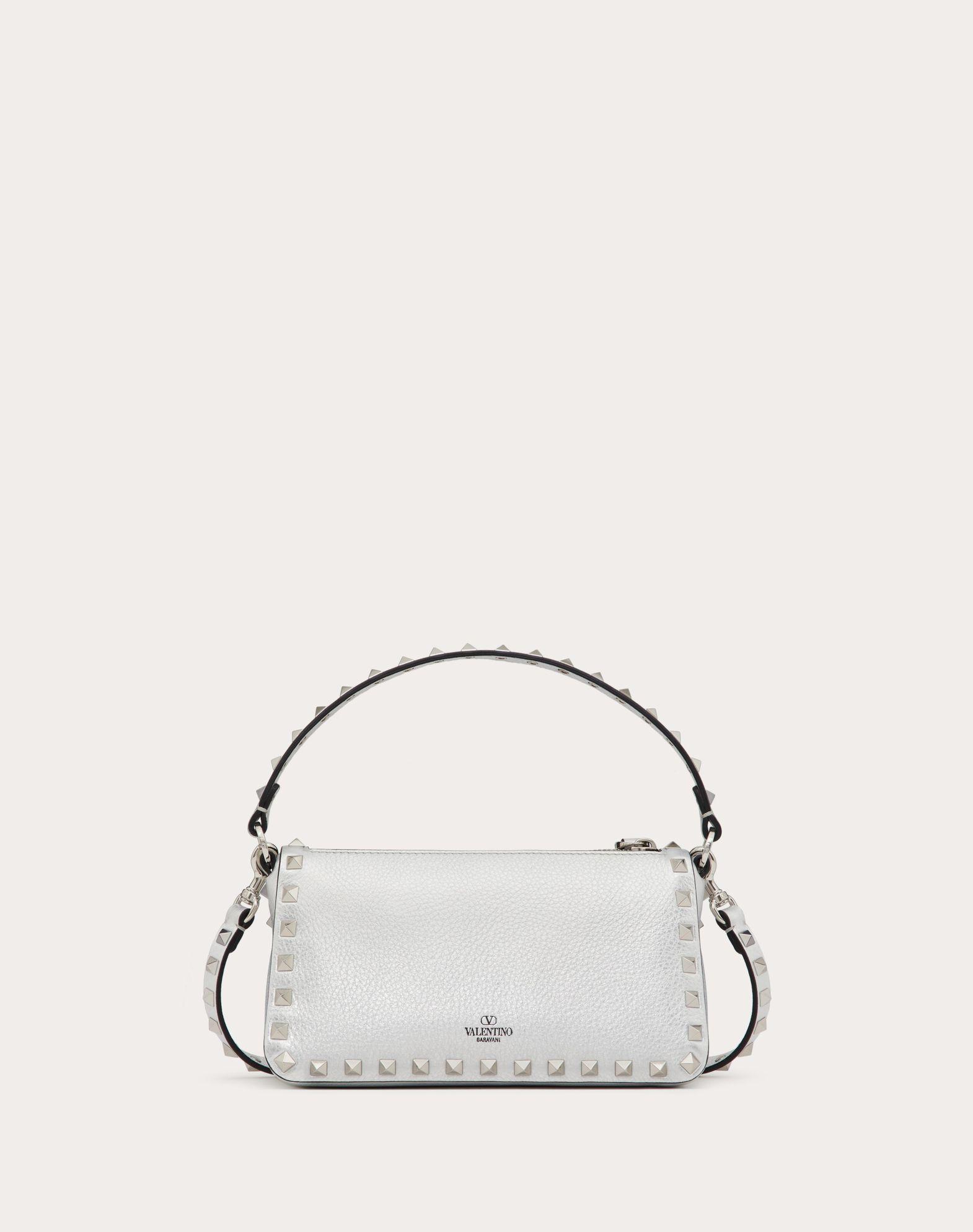 Small Rockstud Grainy Metallic Calfskin Crossbody Bag  Product Image