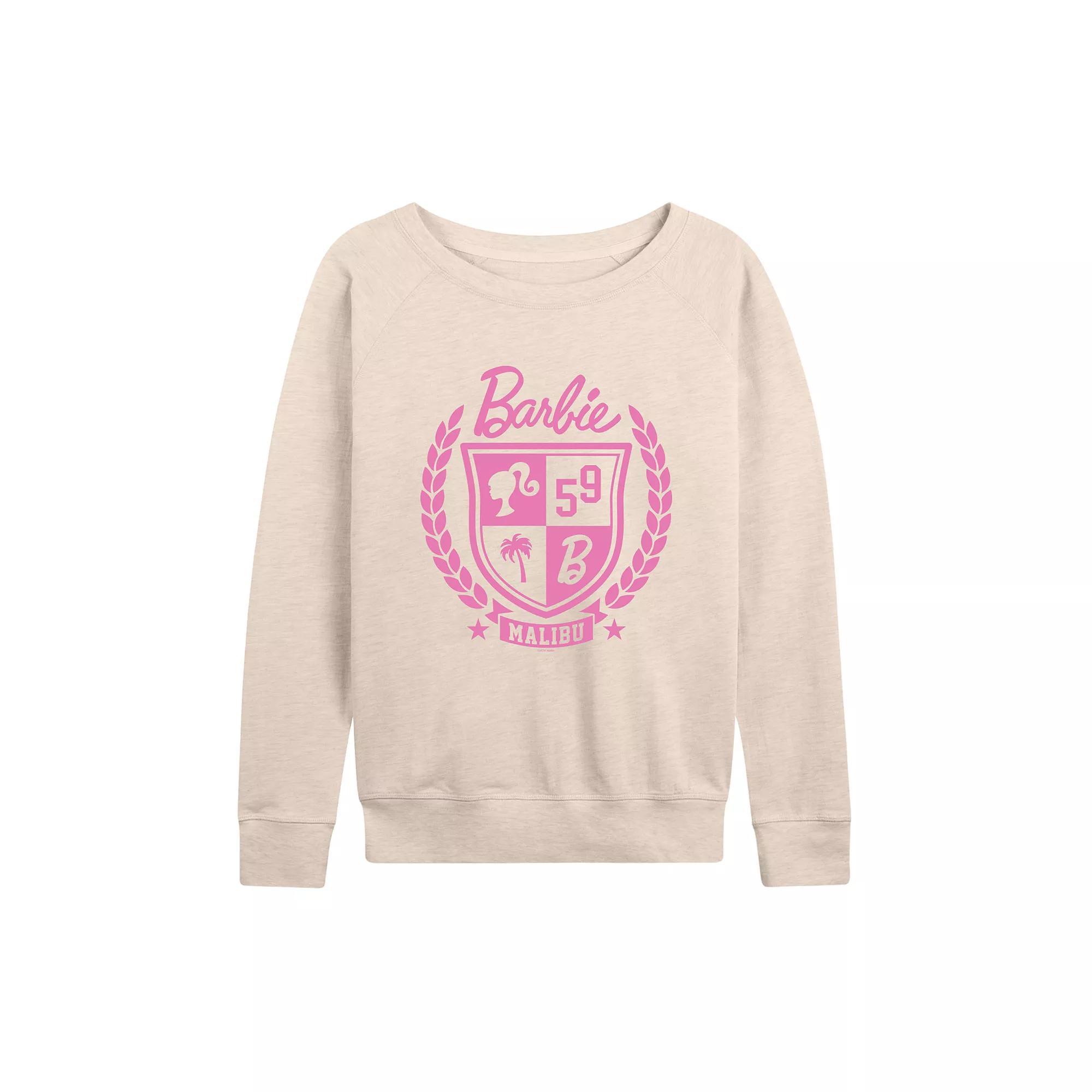 Womens Barbie Varsity Malibu Seal French Terry Long Sleeve Tee Product Image