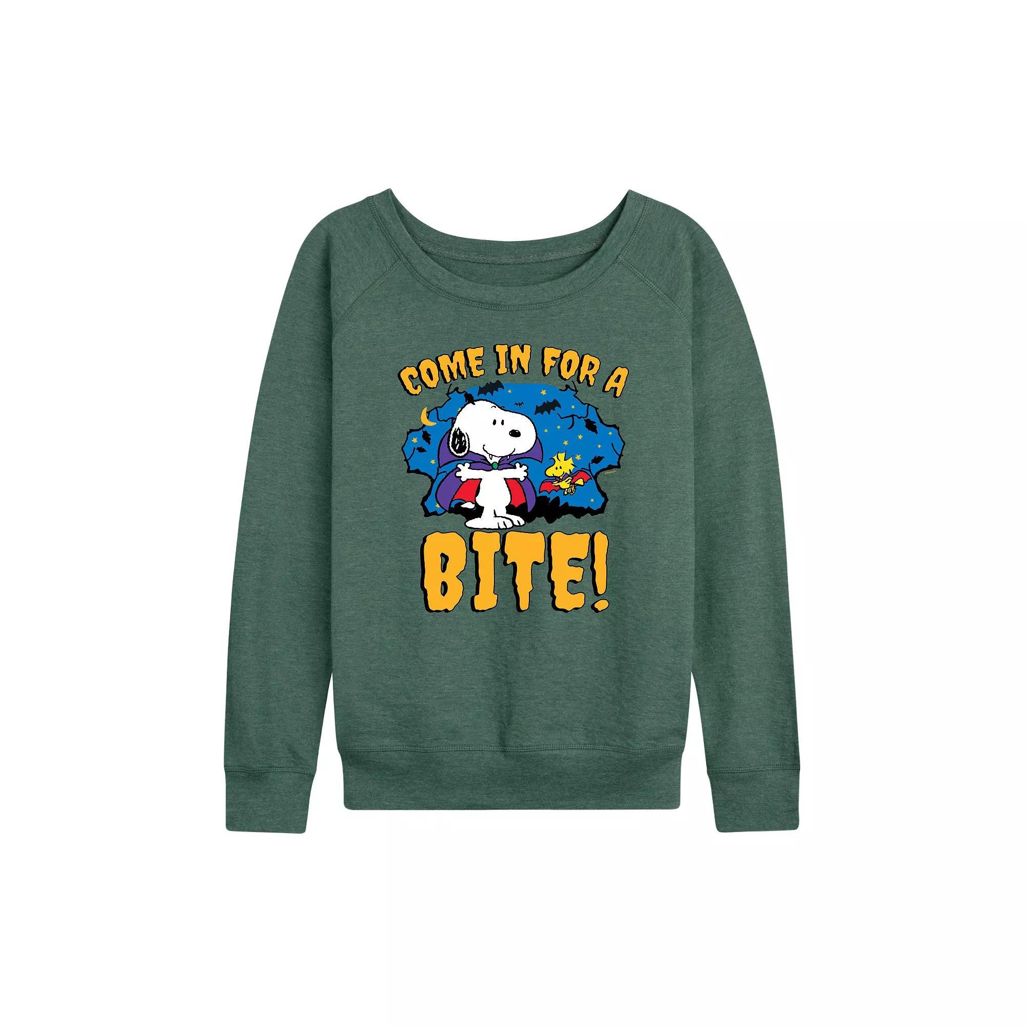 Womens Peanuts Snoopy Vampire French Terry Long Sleeve Tee Product Image