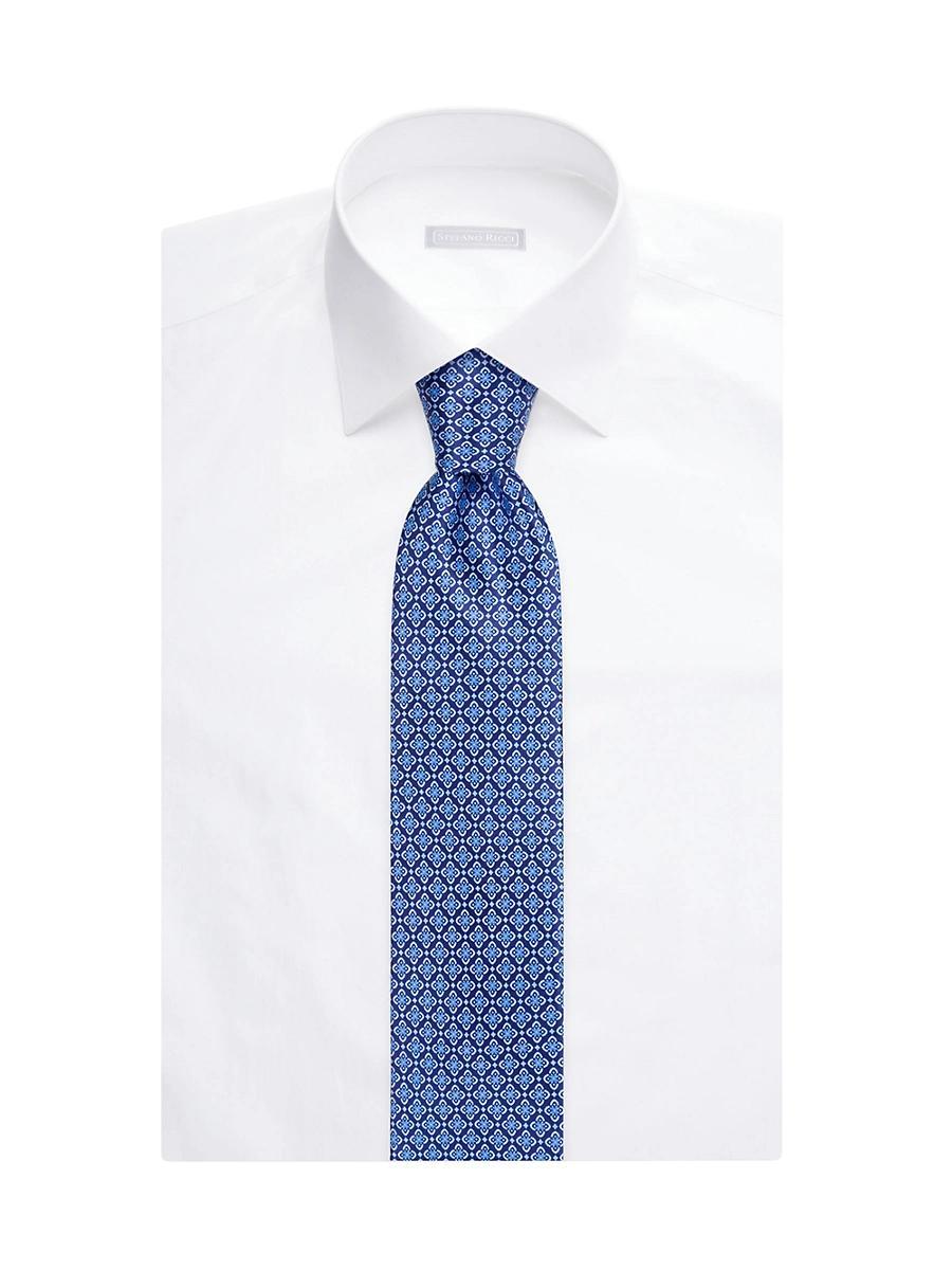 Mens Diamond-Printed Silk Tie Product Image