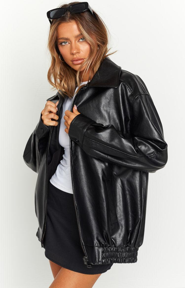 Abbi PU Black Bomber Jacket Girls Product Image