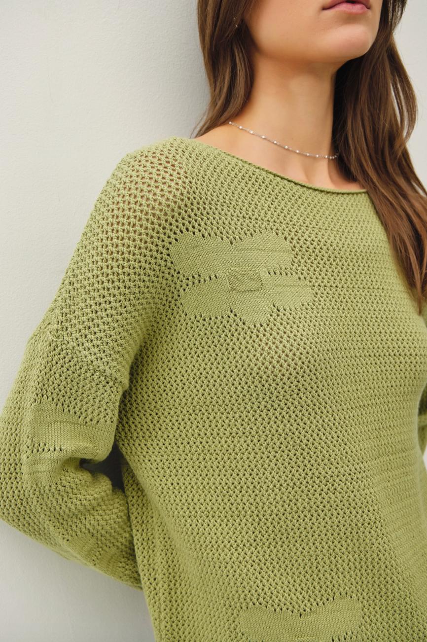 Flower Crochet Knit Sweater Product Image