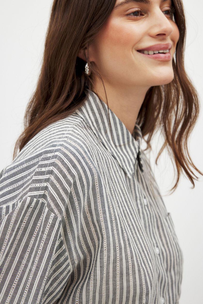 Crochet Insert Stripe Shirt Product Image