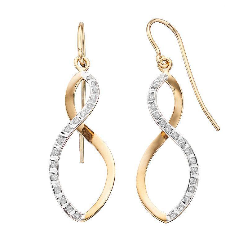 Diamond Mystique 18k Gold Over Sterling Silver Diamond Accent Infinity Dangle Earrings, Women's, 18k Gold Over Silver Product Image