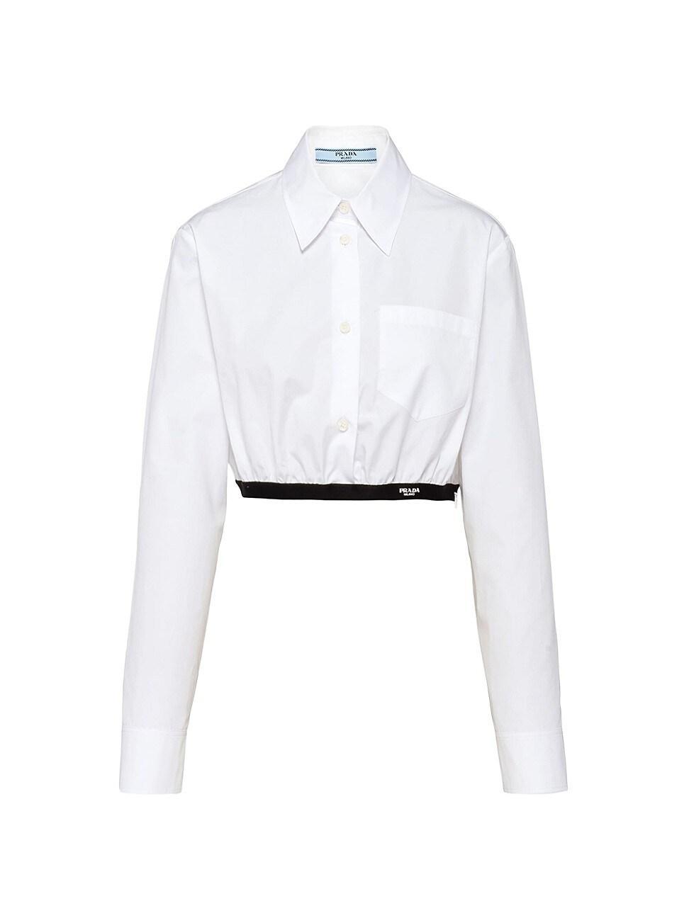 Poplin Button-Down Crop Blouse Product Image