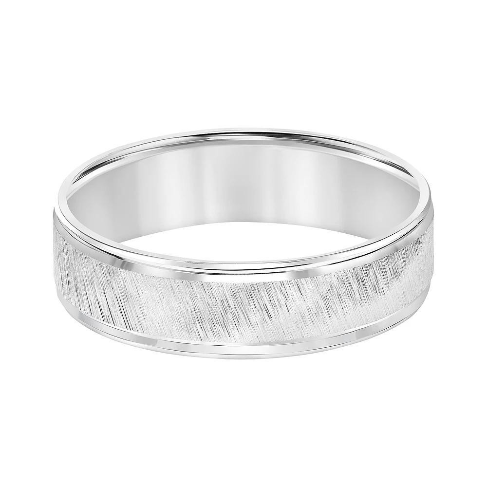 Men's AXL 14k White Gold Diagonal Brushed Wedding Band, Size: 10, 14k Whgold Product Image