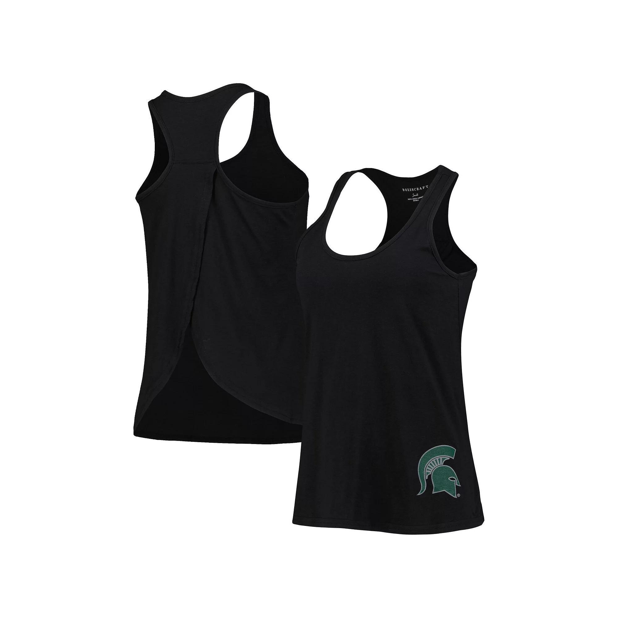 Women's Black Michigan State Spartans Charm 2.0 Scoop Neck Open Back Racerback Tank Top, Size: Large Product Image