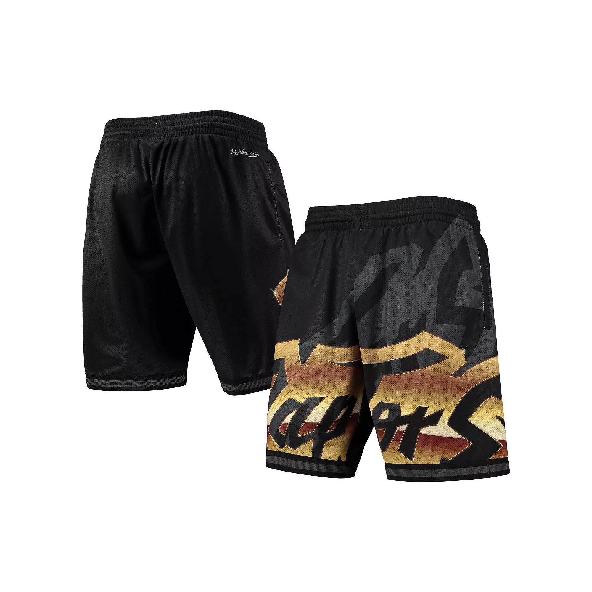 Men's Mitchell & Ness Black Toronto Raptors Big Face 4.0 Fashion Shorts, Size: 2XL, Rpt Black Product Image