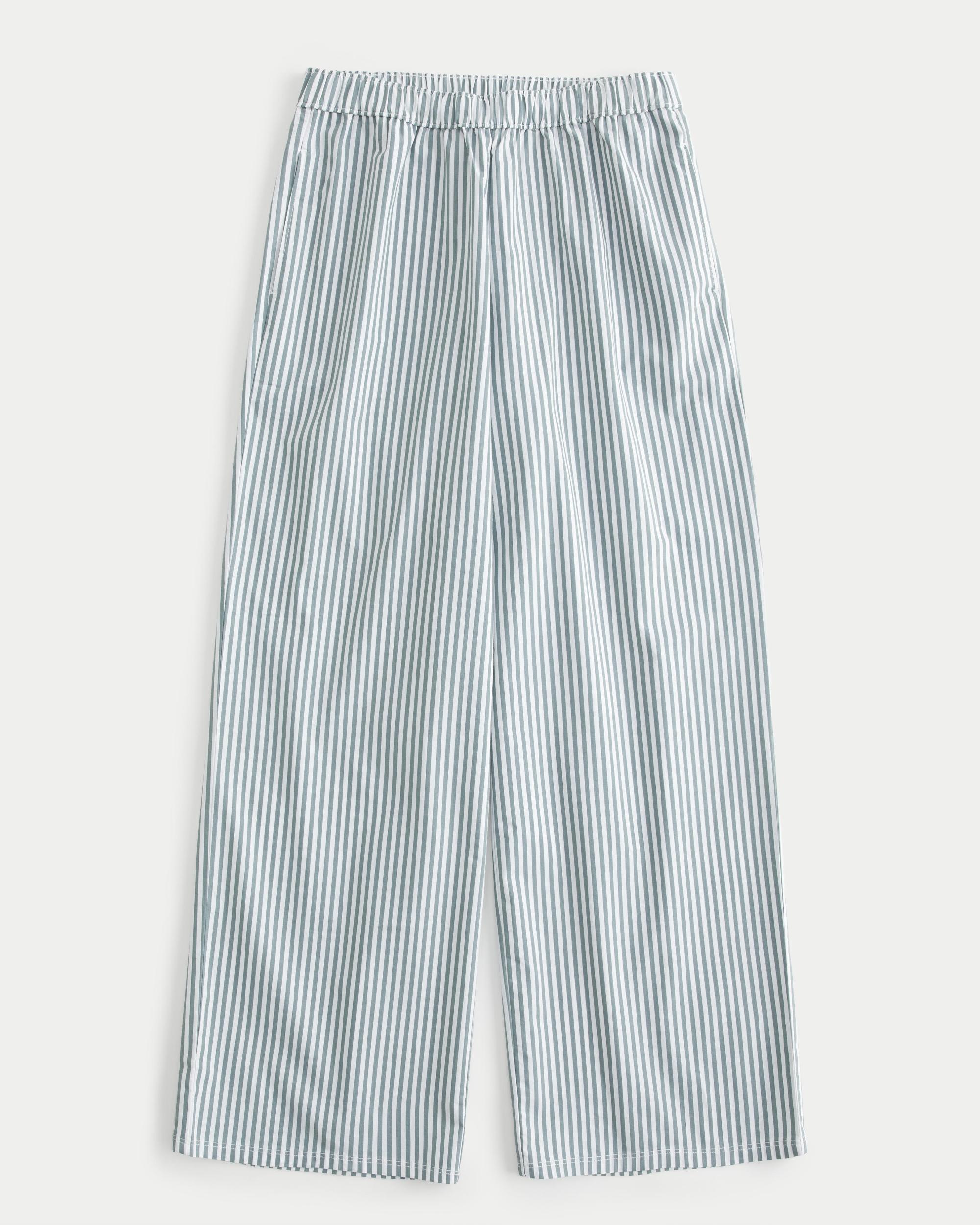 Poplin Wide-Leg Sleep Pants Product Image
