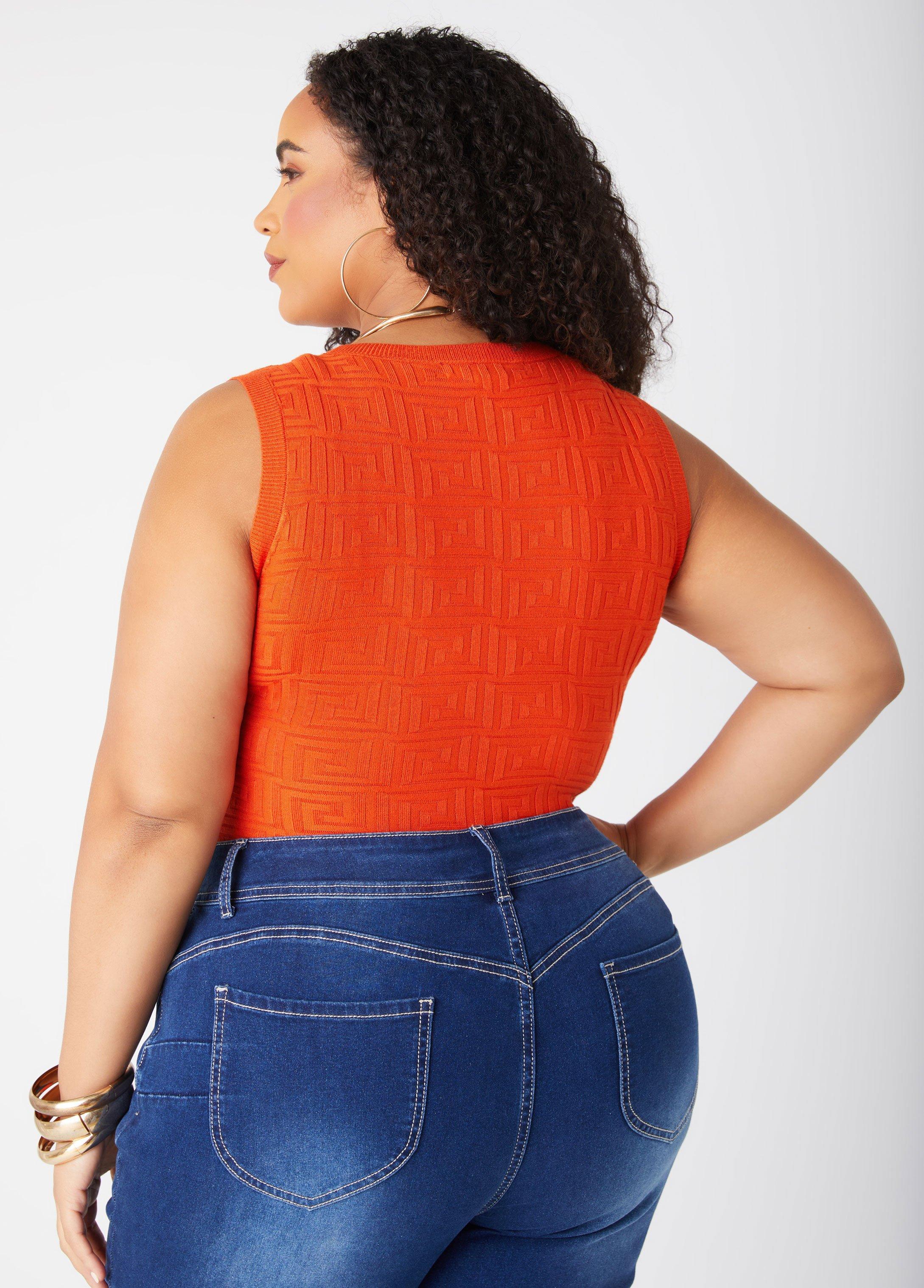 Plus Size Geo Jacquard Bodysuit Ashley Stewart Product Image