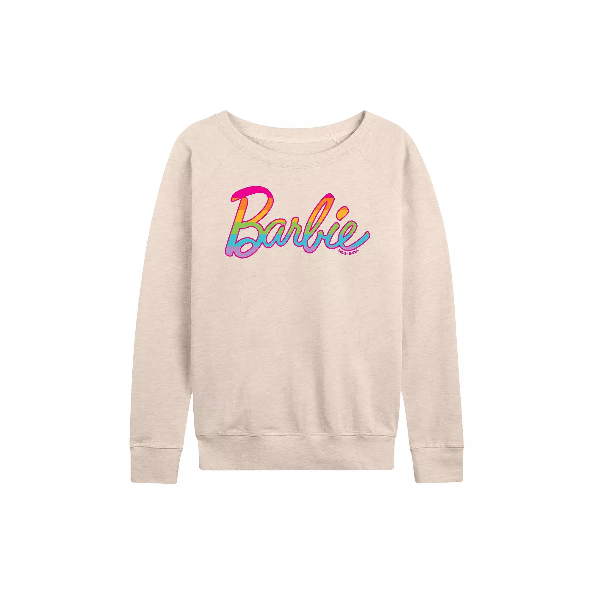 Womens Barbie Pride Rainbow Fill French Terry Long Sleeve Tee, Girls Brown Product Image
