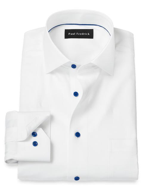 Comfort Stretch Non-Iron Herringbone Dress Shirt - White/cobalt Product Image