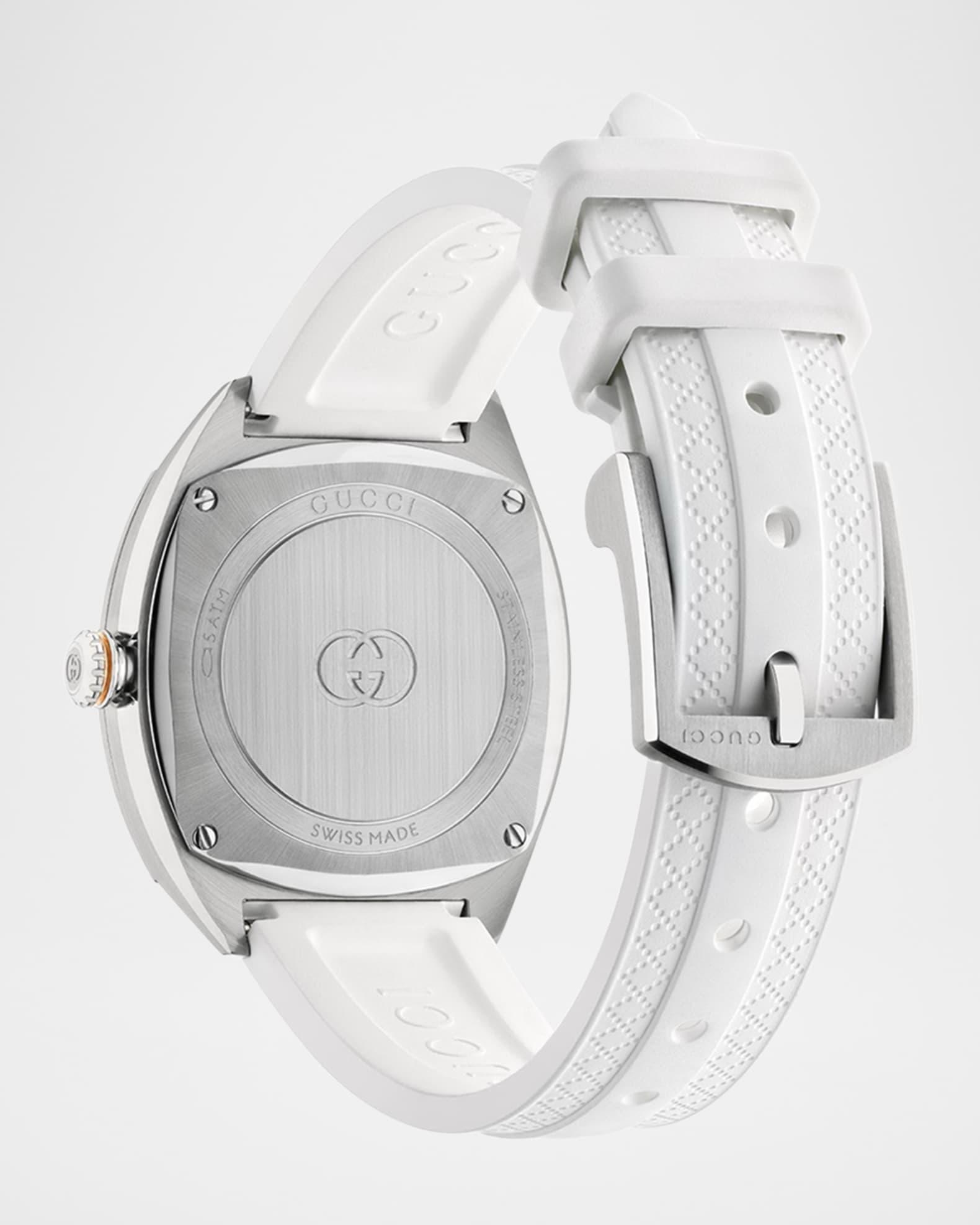 29mm Gucci Interlocking Diamond Watch with Rubber Strap, White Product Image