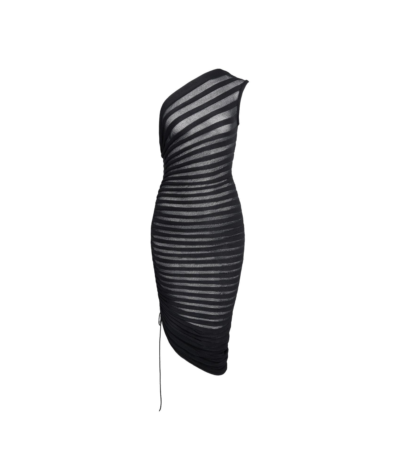 ALAÏA Asymmetrical Skeleton Dress In Black Product Image