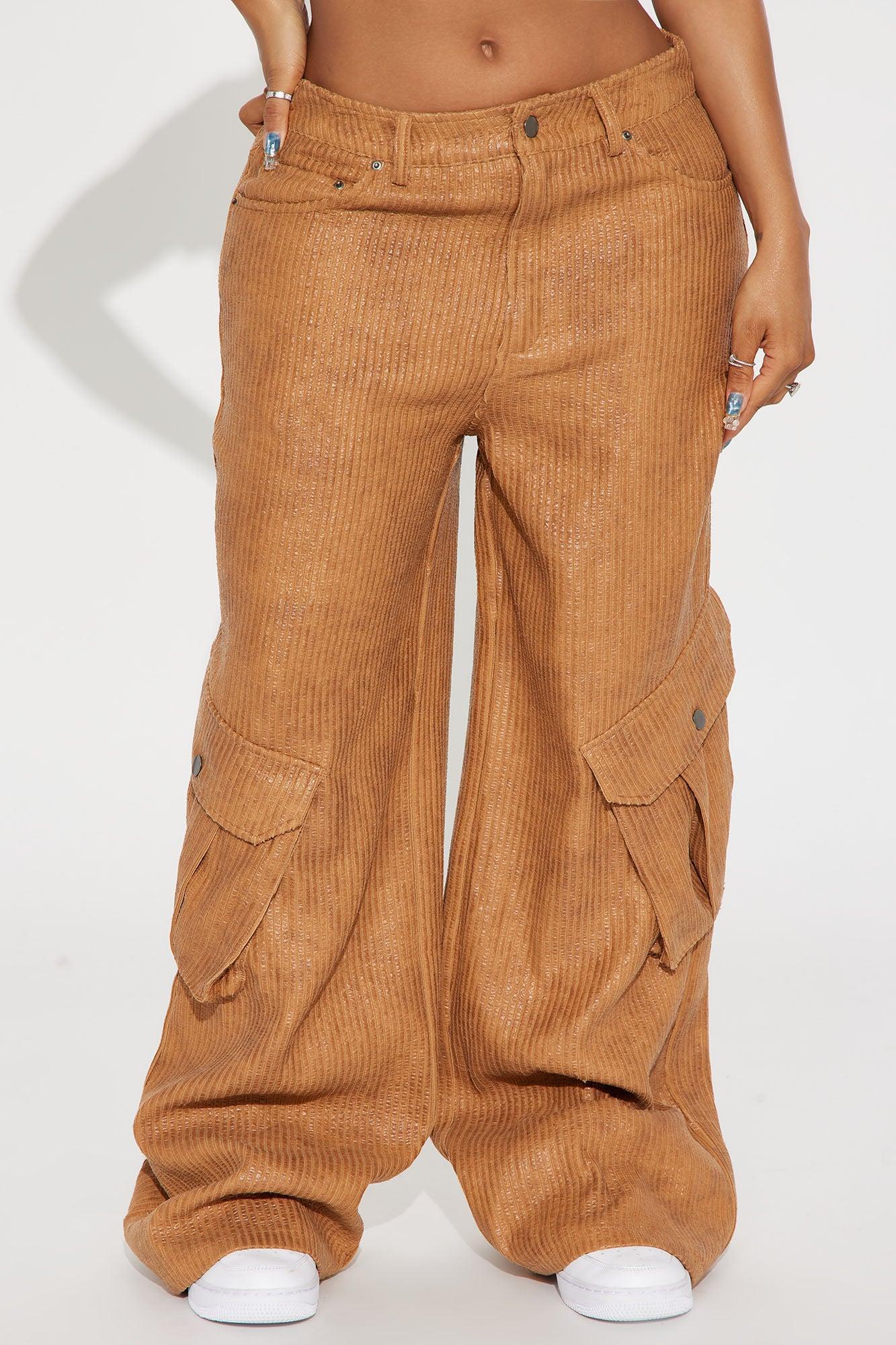 Driving Momentum Textured Faux Leather Pant - Khaki Product Image