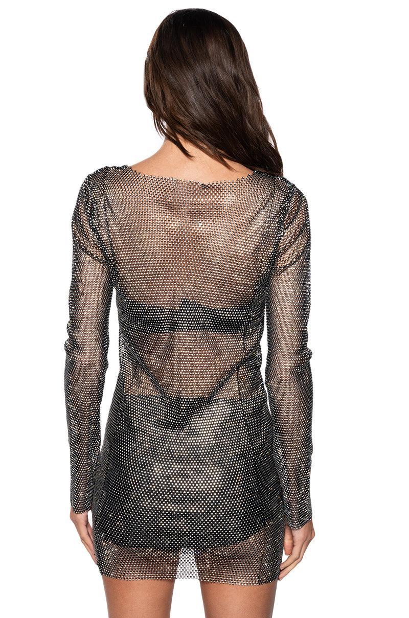 SHOW STOPPER MINI DRESS IN BLACK SILVER Product Image